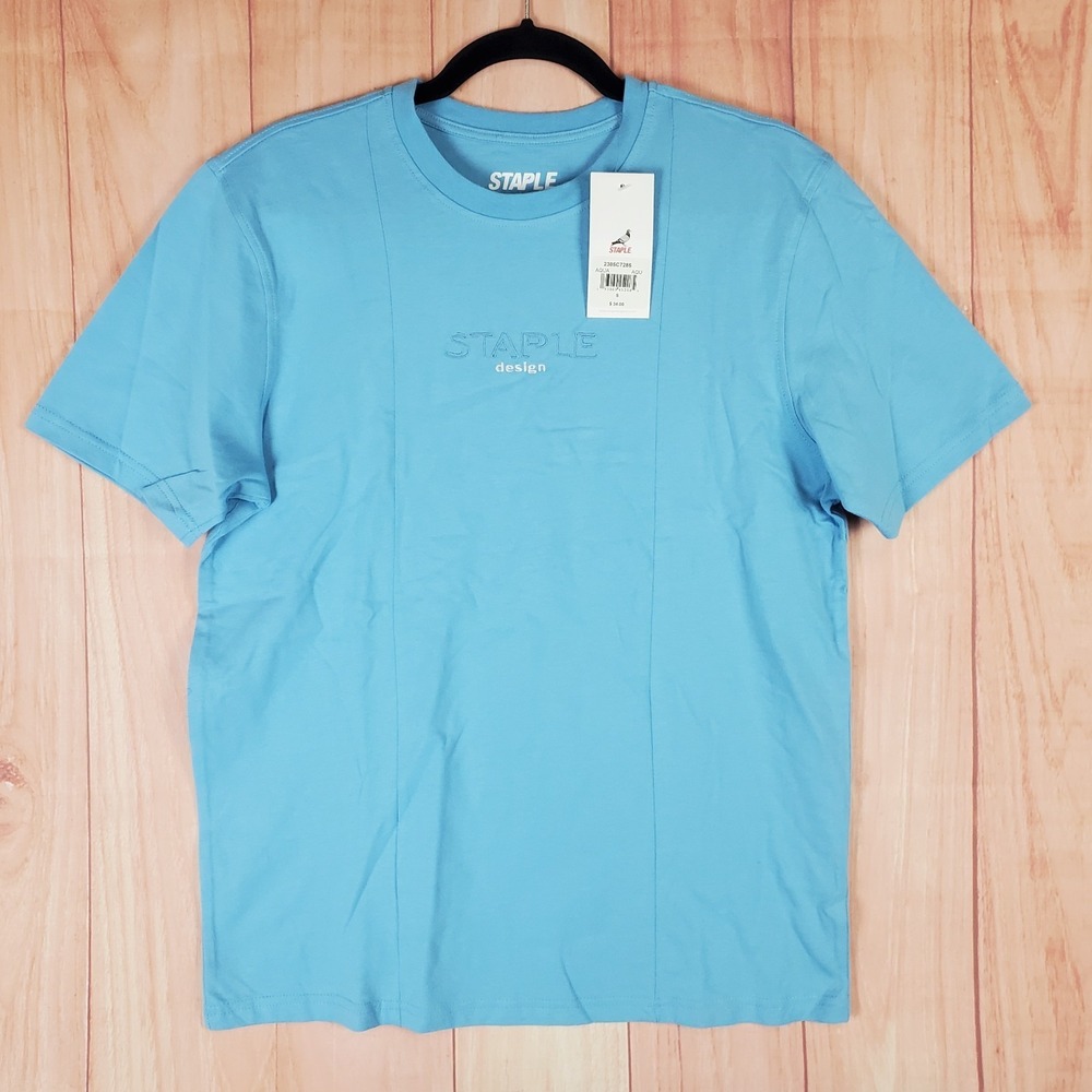 Staple Pigeon T Shirt Mens Small Aqua Blue Cotton Embroidered Staple Design